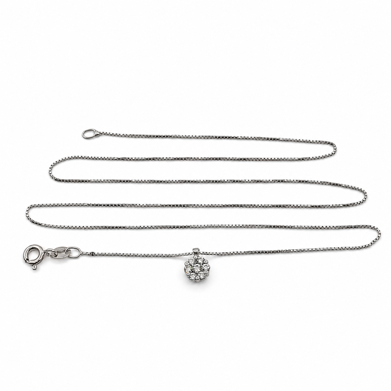 Collana con ciondolo - 18 carati Oro bianco - 0.14ct. tw. Diamante (Naturale) - Made in Italy - Handmade