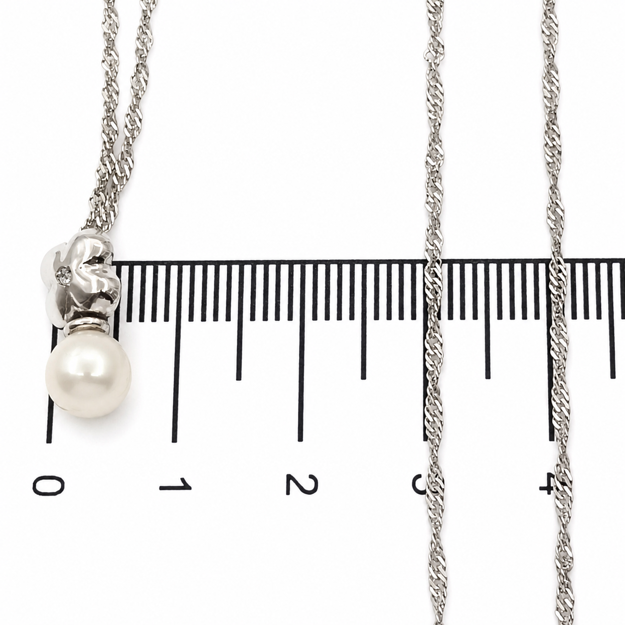 Collana con ciondolo - 18 carati Oro bianco - 0.38ct. tw. Diamante (Naturale) - Perla - Made in Italy - Handmade