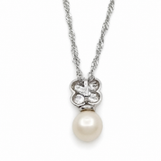 Collana con ciondolo - 18 carati Oro bianco - 0.38ct. tw. Diamante (Naturale) - Perla - Made in Italy - Handmade