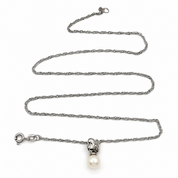 Collana con ciondolo - 18 carati Oro bianco - 0.38ct. tw. Diamante (Naturale) - Perla - Made in Italy - Handmade