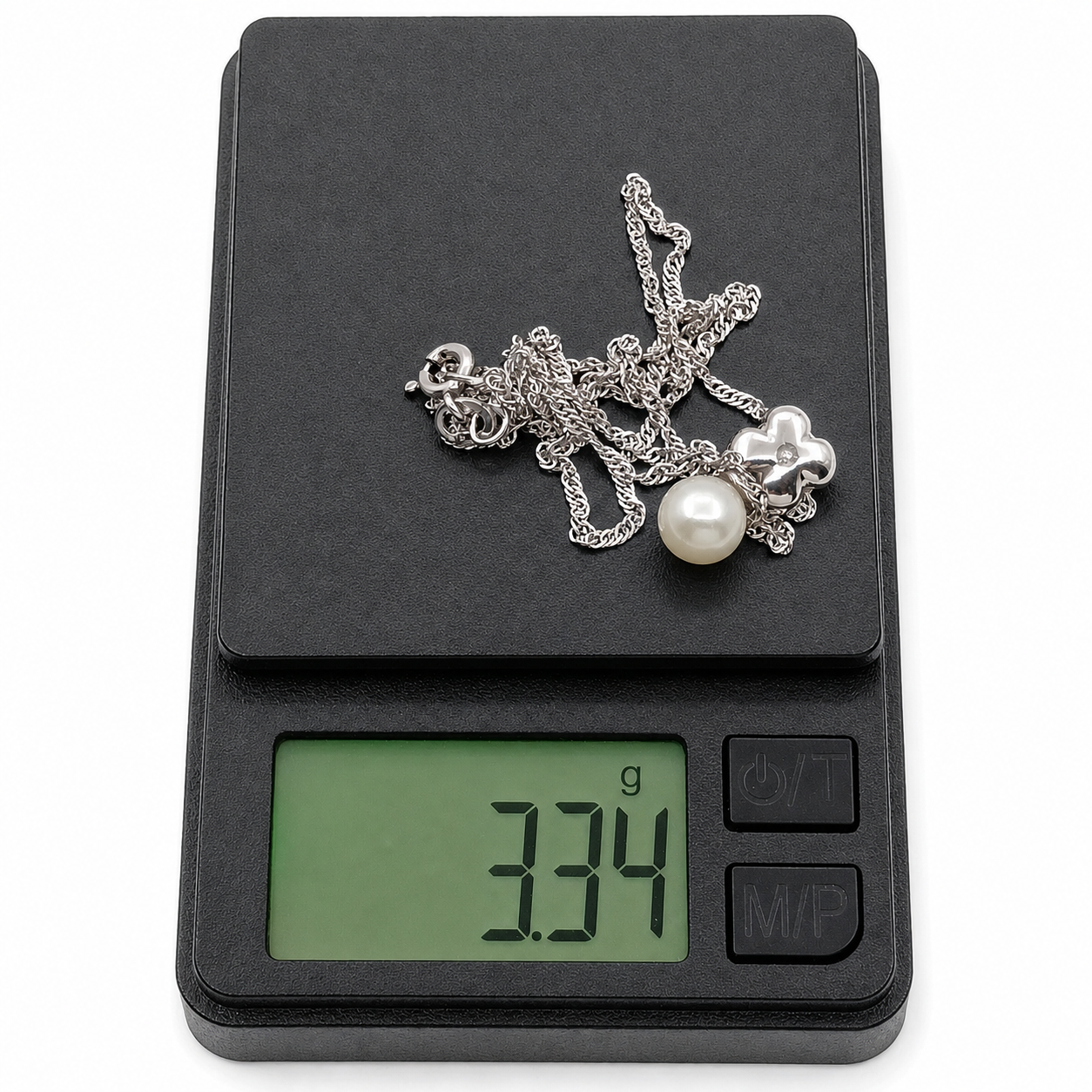 Collana con ciondolo - 18 carati Oro bianco - 0.38ct. tw. Diamante (Naturale) - Perla - Made in Italy - Handmade