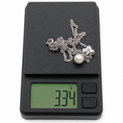Collana con ciondolo - 18 carati Oro bianco - 0.38ct. tw. Diamante (Naturale) - Perla - Made in Italy - Handmade