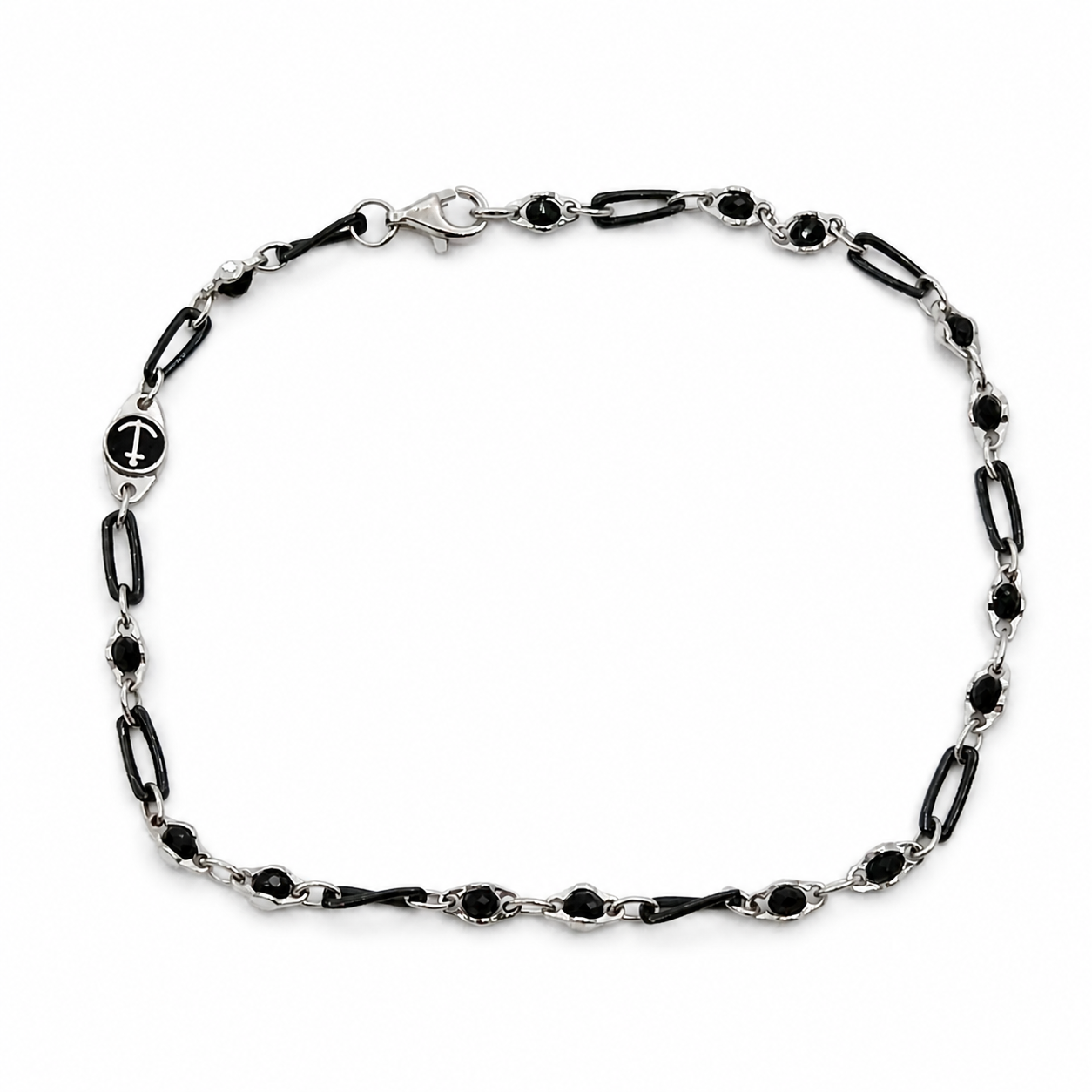 Bracciale - 18 carati Oro bianco Onice - Made in Italy - Handmade