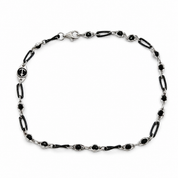 Bracciale - 18 carati Oro bianco Onice - Made in Italy - Handmade