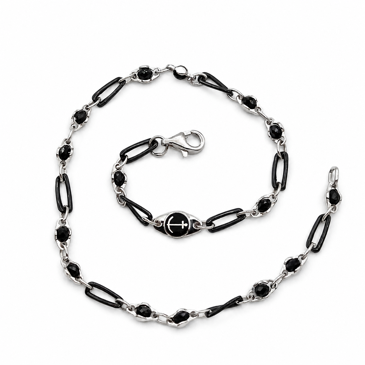 Bracciale - 18 carati Oro bianco Onice - Made in Italy - Handmade