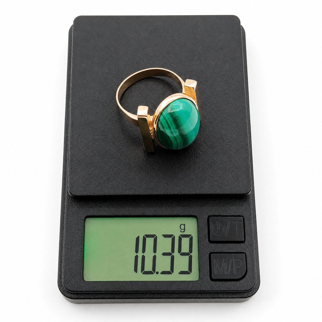 Anello - 18 carati Oro giallo, Malachite - 9.00ct. tw. - Made in Italy - Handmade