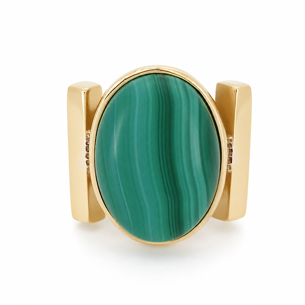 Anello - 18 carati Oro giallo, Malachite - 9.00ct. tw. - Made in Italy - Handmade