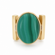 Anello - 18 carati Oro giallo, Malachite - 9.00ct. tw. - Made in Italy - Handmade