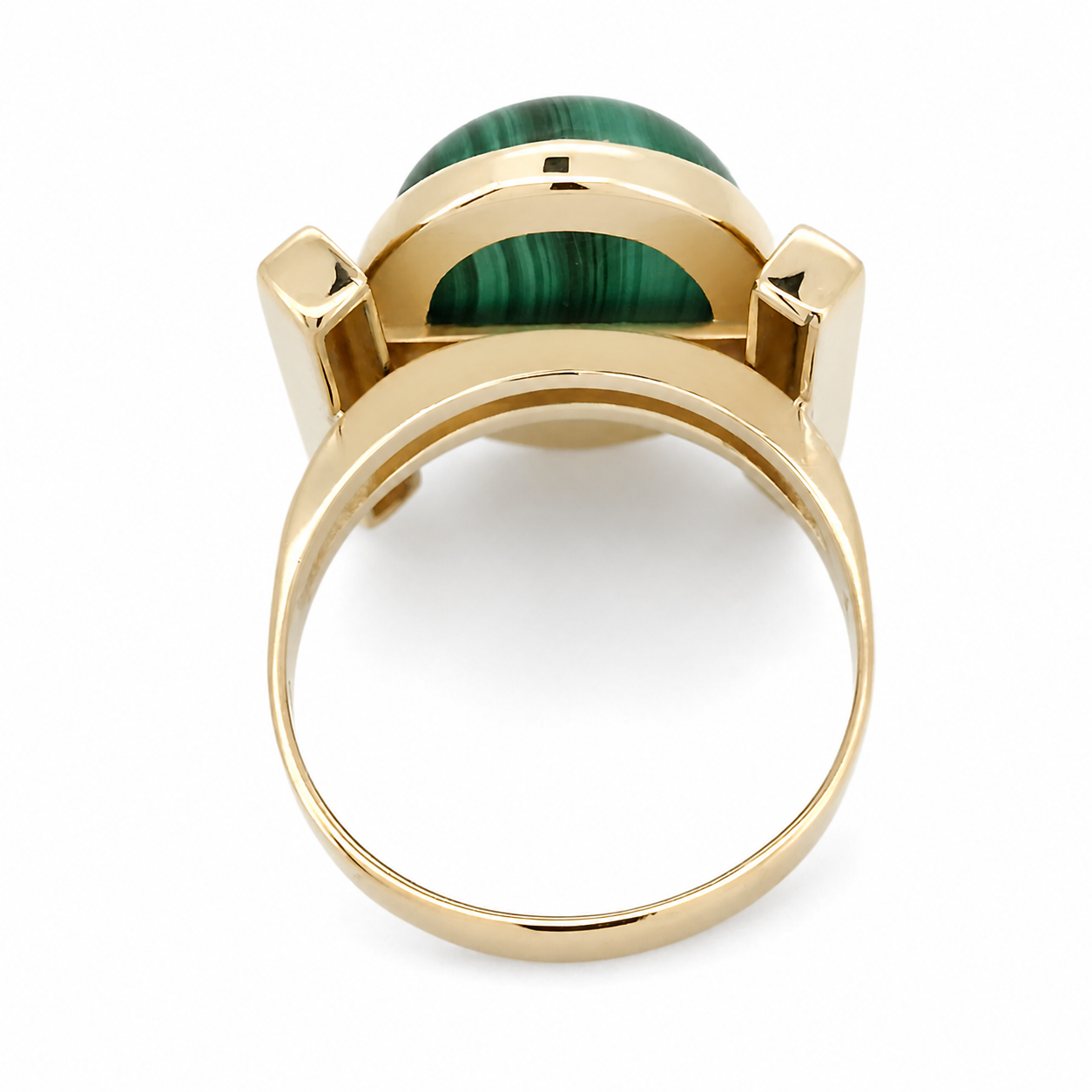 Anello - 18 carati Oro giallo, Malachite - 9.00ct. tw. - Made in Italy - Handmade