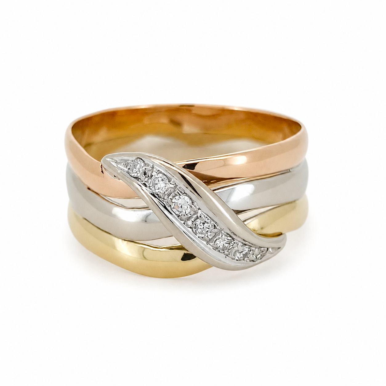 Anello - 18 carati Oro bianco, Oro giallo, Oro rosa - 0.105ct. tw. Diamante (Naturale) - Made in Italy - Handmade