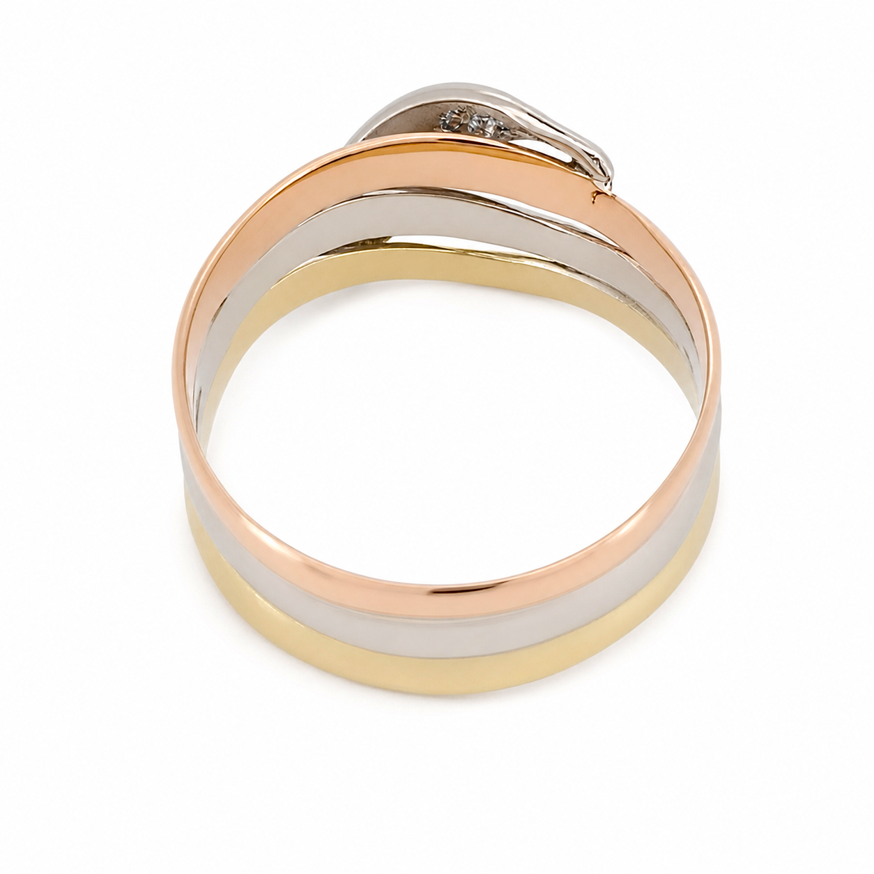 Anello - 18 carati Oro bianco, Oro giallo, Oro rosa - 0.105ct. tw. Diamante (Naturale) - Made in Italy - Handmade