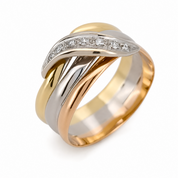 Anello - 18 carati Oro bianco, Oro giallo, Oro rosa - 0.105ct. tw. Diamante (Naturale) - Made in Italy - Handmade
