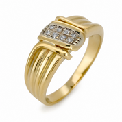 Anello - 18 carati Oro bianco, Oro giallo - 0.08ct. tw. Diamante (Naturale) - Made in Italy - Handmade