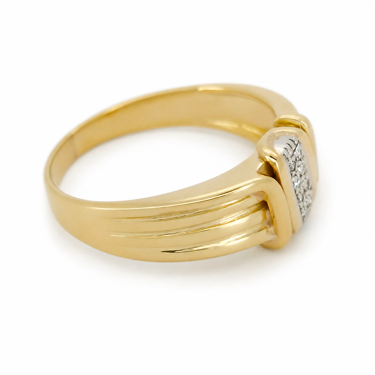 Anello - 18 carati Oro bianco, Oro giallo - 0.08ct. tw. Diamante (Naturale) - Made in Italy - Handmade