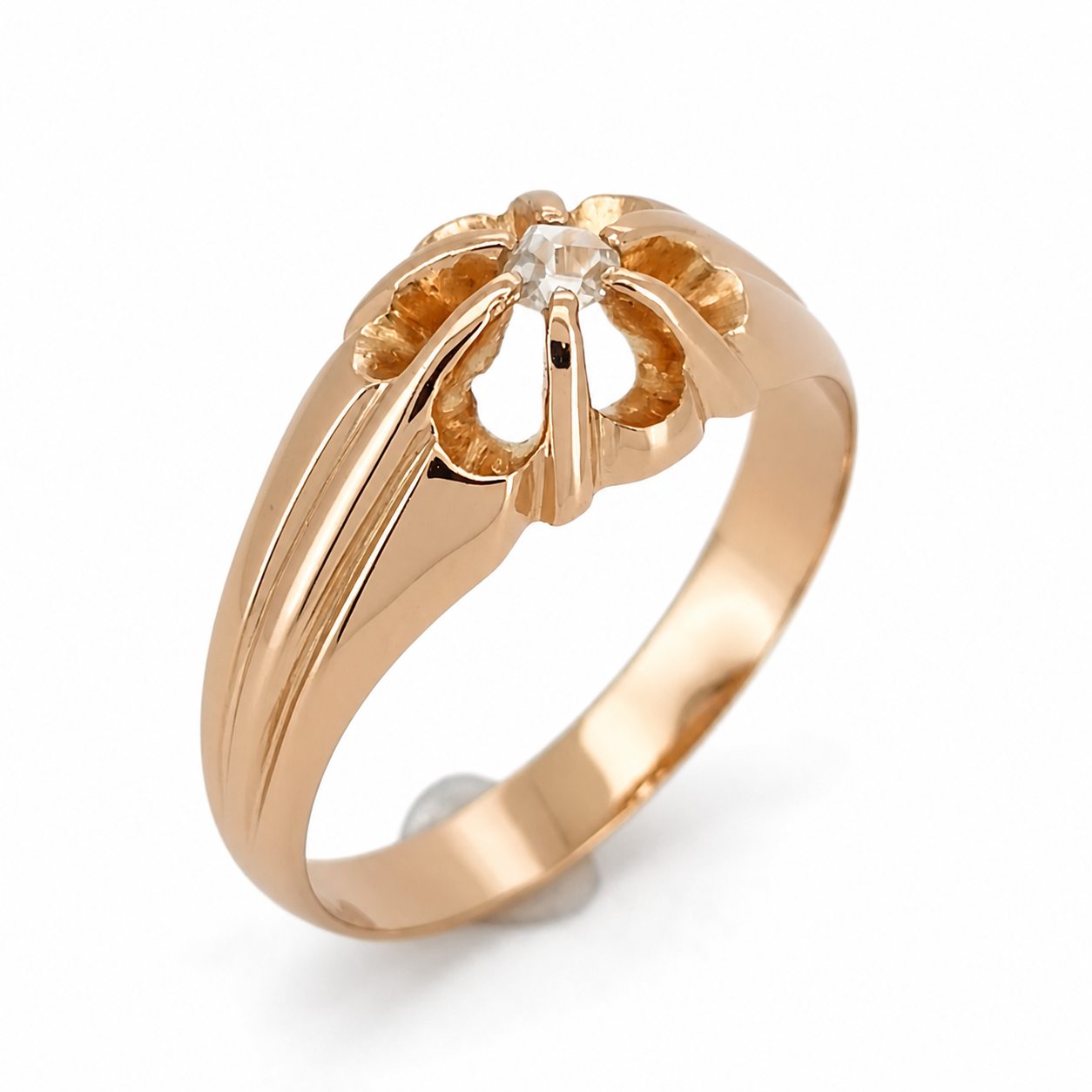 Anello - 18 carati Oro giallo - 0.03ct. tw. Diamante (Naturale) - Made in Italy - Handmade