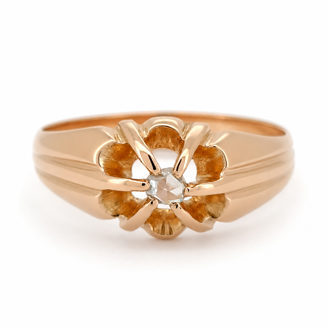Anello - 18 carati Oro giallo - 0.03ct. tw. Diamante (Naturale) - Made in Italy - Handmade