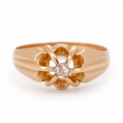 Anello - 18 carati Oro giallo - 0.03ct. tw. Diamante (Naturale) - Made in Italy - Handmade
