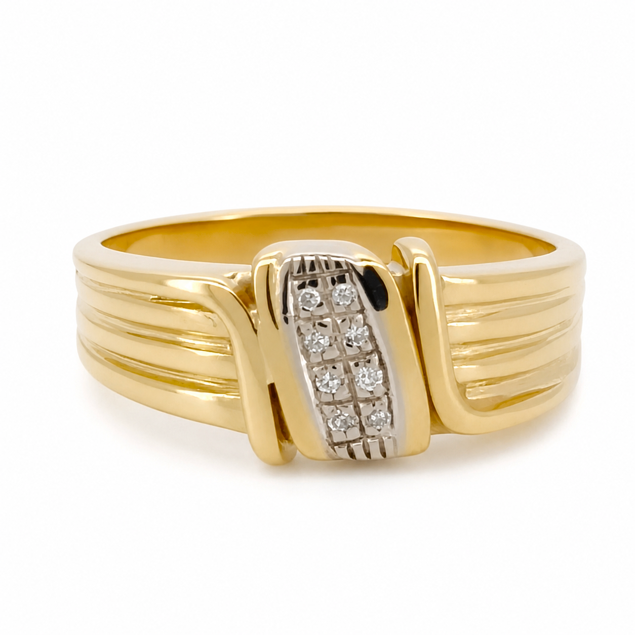 Anello - 18 carati Oro bianco, Oro giallo - 0.08ct. tw. Diamante (Naturale) - Made in Italy - Handmade