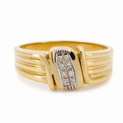 Anello - 18 carati Oro bianco, Oro giallo - 0.08ct. tw. Diamante (Naturale) - Made in Italy - Handmade