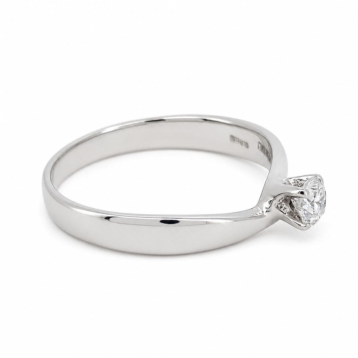 Anello - 18 carati Oro bianco - 0.18ct. tw. Diamante (Naturale) - Made in Italy - HandMade