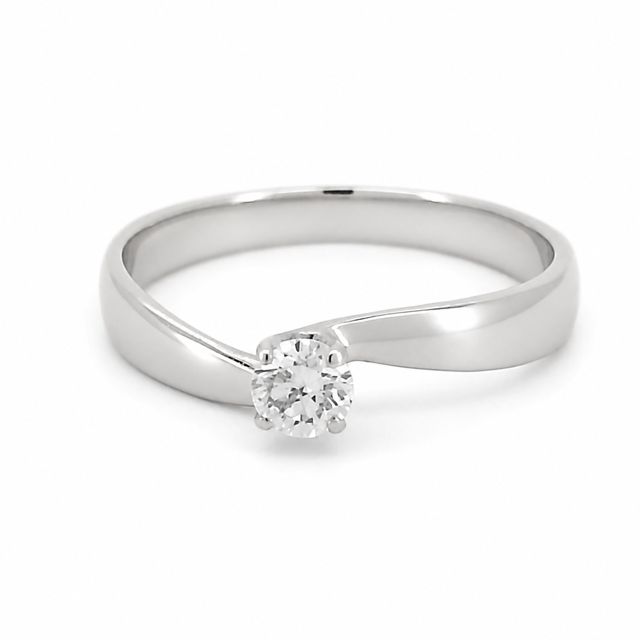 Anello - 18 carati Oro bianco - 0.18ct. tw. Diamante (Naturale) - Made in Italy - HandMade
