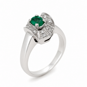 Anello - 18 carati Oro bianco - 0.69ct. tw. Smeraldo - Diamante - Made in Italy - Gi.Val.