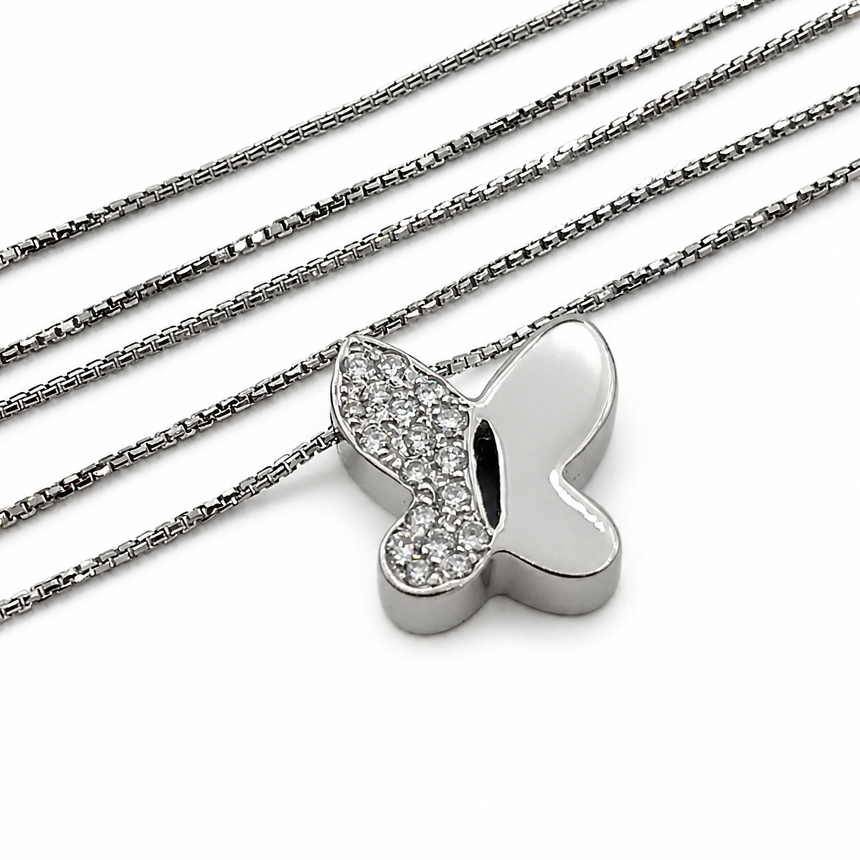 Collana con ciondolo - 18 carati Oro bianco - 0.17ct. tw. Diamante (Naturale) - Made in Italy - Handmade