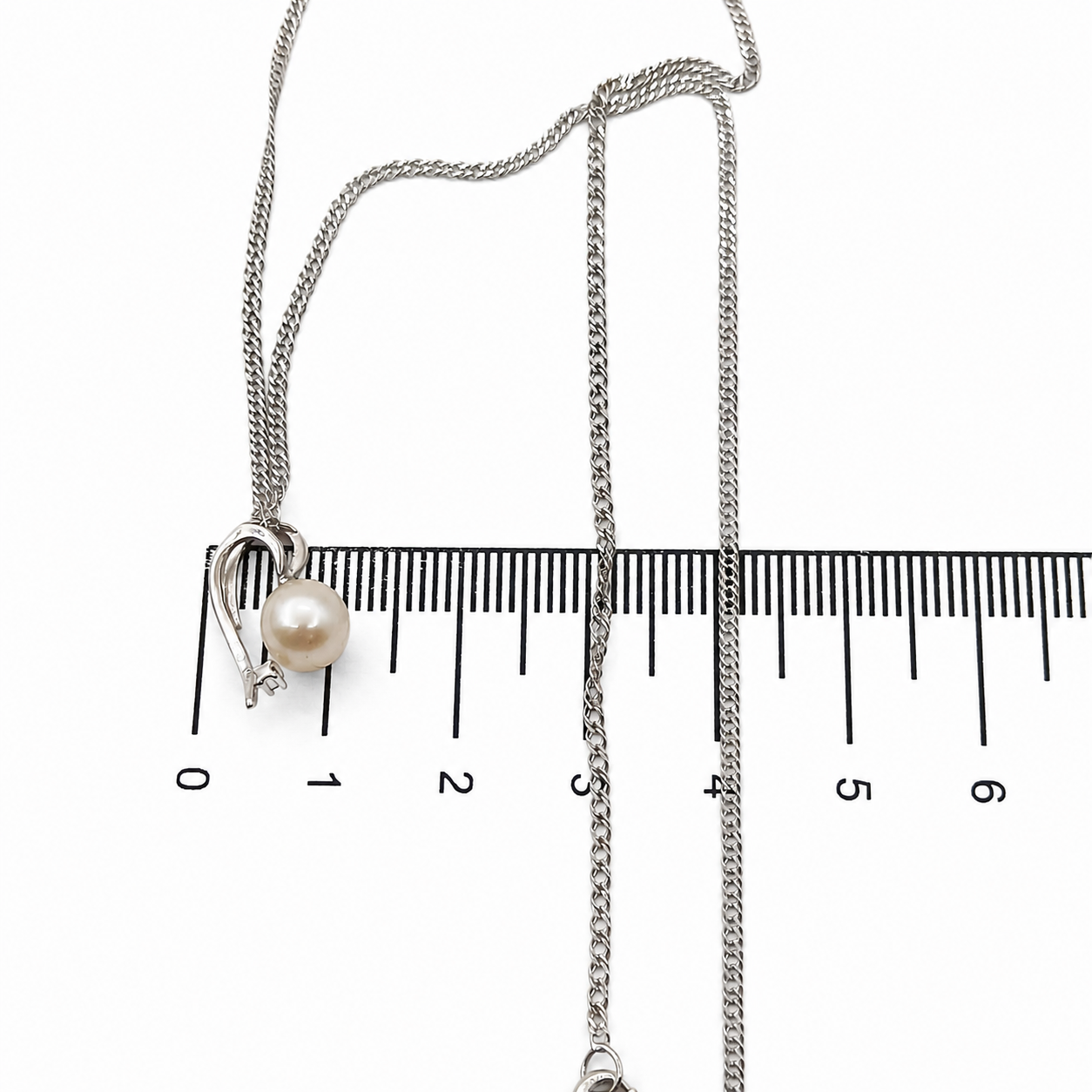 Collana con ciondolo - 18 carati Oro bianco - 0.01ct. tw. Diamante (Naturale) - Perla - Made in Italy - Handmade