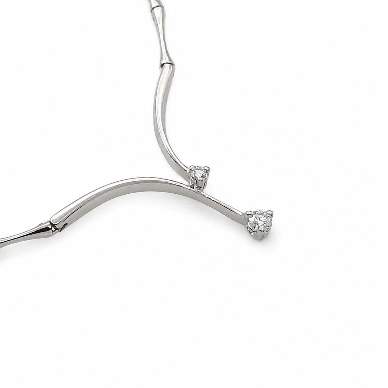 Collana con ciondolo - 18 carati Oro bianco - 0.15ct. tw. Diamante (Naturale) - Made in Italy - Handmade
