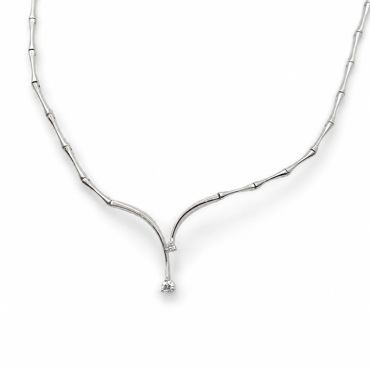 Collana con ciondolo - 18 carati Oro bianco - 0.15ct. tw. Diamante (Naturale) - Made in Italy - Handmade