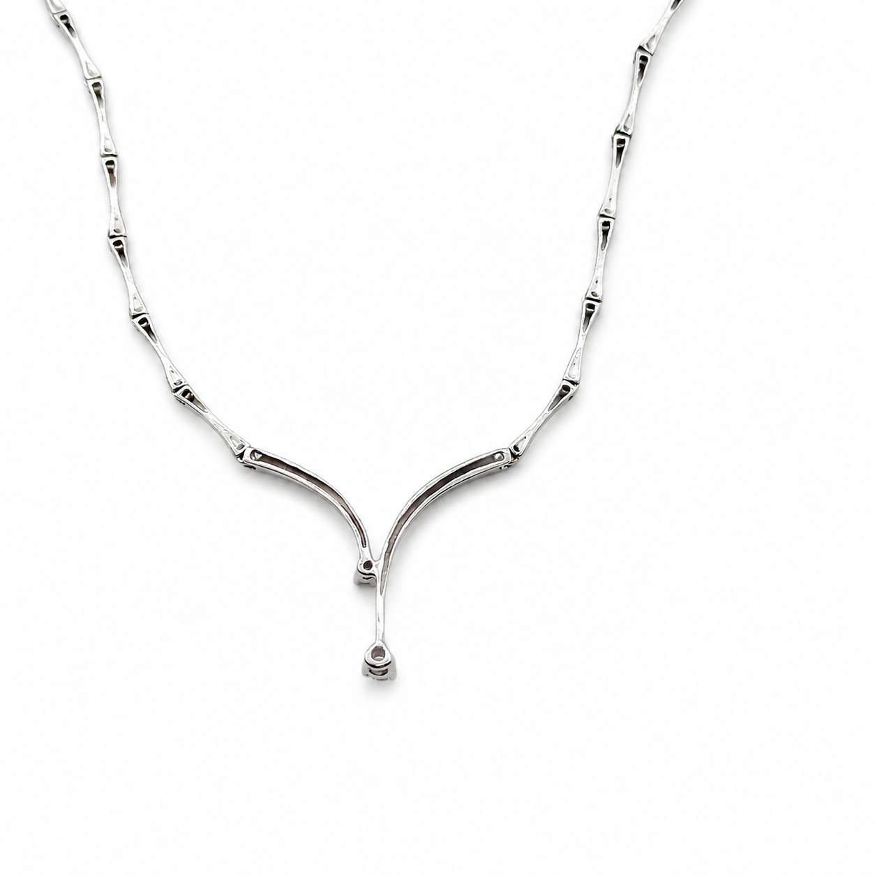 Collana con ciondolo - 18 carati Oro bianco - 0.15ct. tw. Diamante (Naturale) - Made in Italy - Handmade