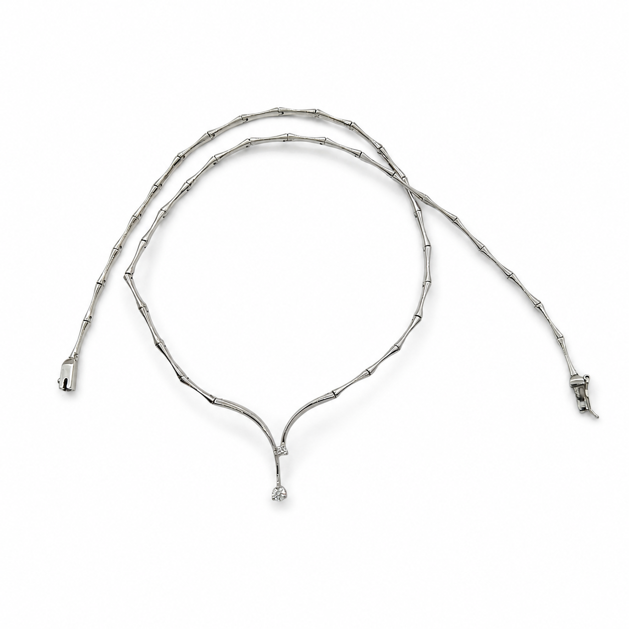 Collana con ciondolo - 18 carati Oro bianco - 0.15ct. tw. Diamante (Naturale) - Made in Italy - Handmade