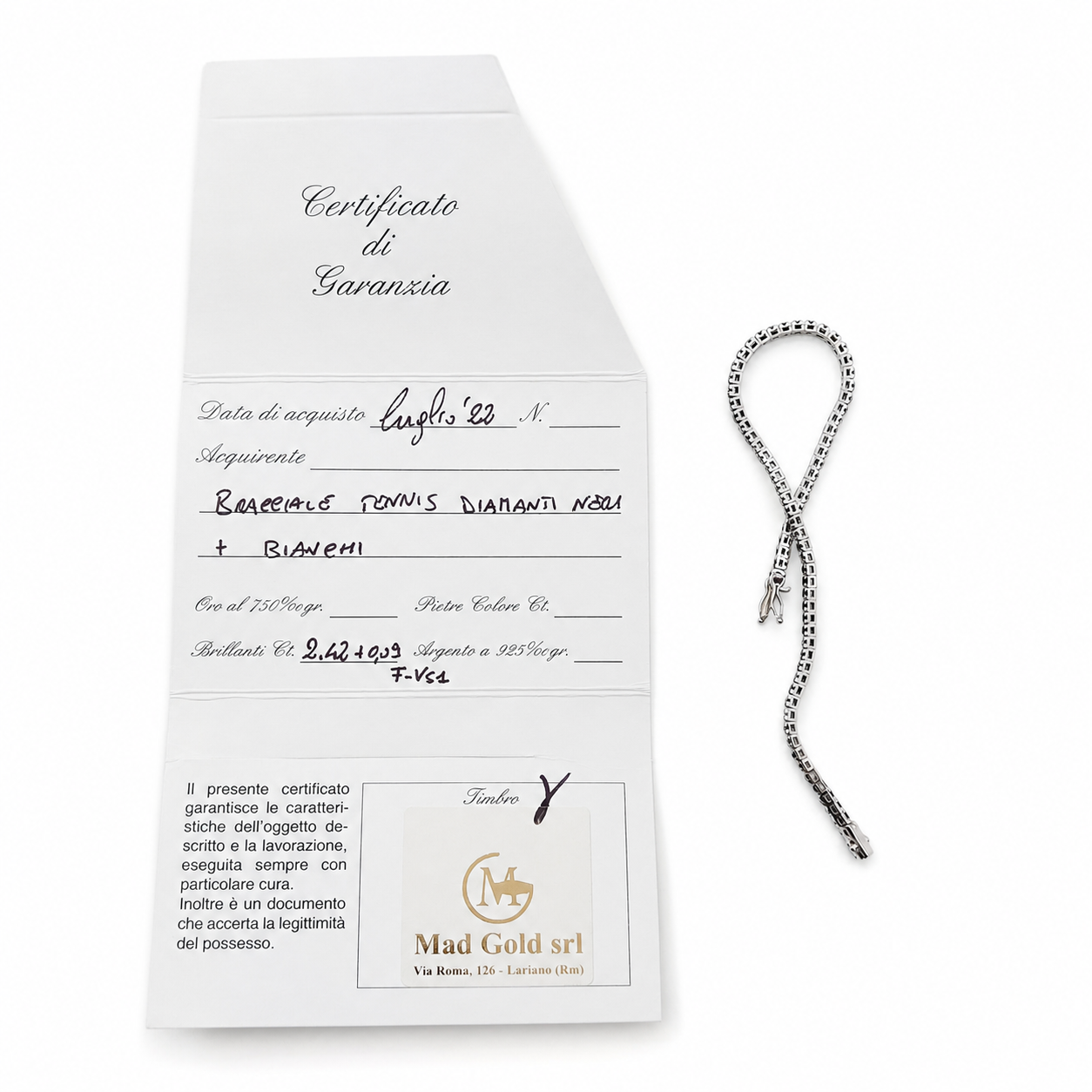 Bracciale - 18 carati Oro bianco- 2.69ct. tw. Diamante (Naturale) - Diamante - Made in Italy - Handmade