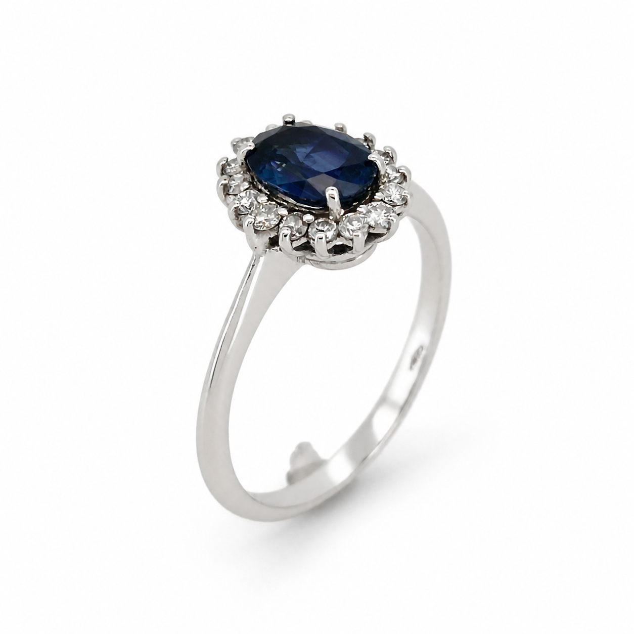 Anello - 18 carati Oro Bianco - 1.24ct. tw. Zaffiro - Diamante - Made in Italy - Handmade