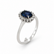 Anello - 18 carati Oro Bianco - 1.24ct. tw. Zaffiro - Diamante - Made in Italy - Handmade