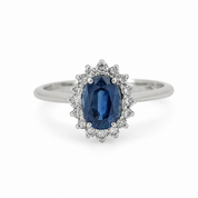 Anello - 18 carati Oro Bianco - 1.24ct. tw. Zaffiro - Diamante - Made in Italy - Handmade