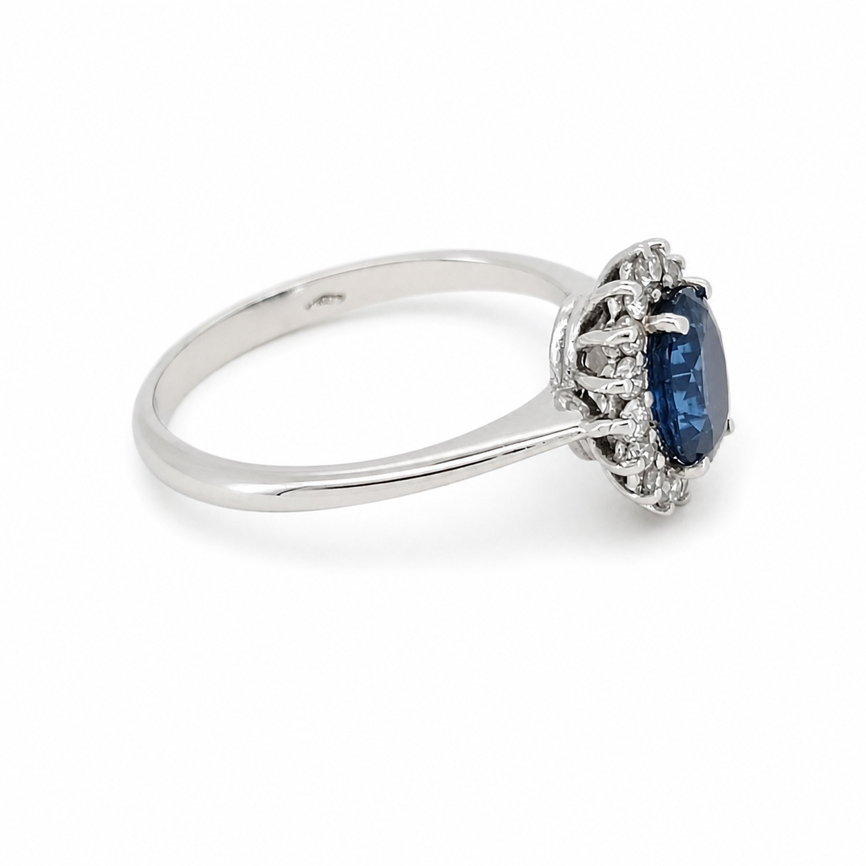 Anello - 18 carati Oro Bianco - 1.24ct. tw. Zaffiro - Diamante - Made in Italy - Handmade