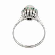 Anello - 18 carati Oro bianco - 0.21ct. tw. Smeraldo - Perla - Made in Italy - Handmade