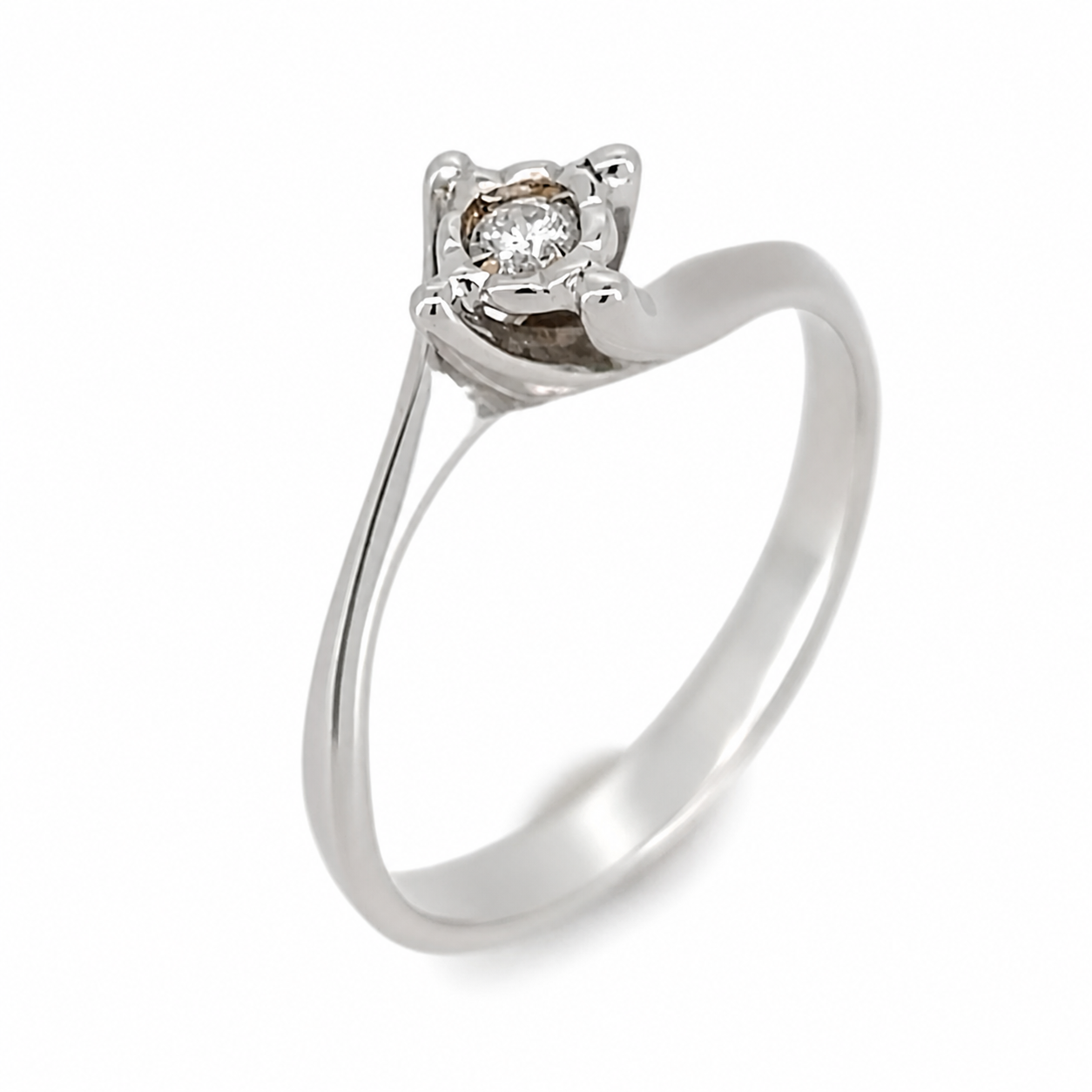 Anello - 18 carati Oro bianco - 0.08ct. tw. Diamante (Naturale) - Made in Italy - HandMade