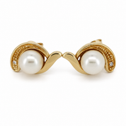Orecchini - 18 carati Oro giallo - 0.02ct. tw. Diamante (Naturale) - Perla - Made in italy - Handmade