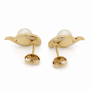 Orecchini - 18 carati Oro giallo - 0.02ct. tw. Diamante (Naturale) - Perla - Made in italy - Handmade