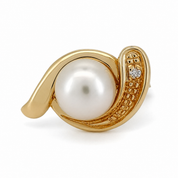 Orecchini - 18 carati Oro giallo - 0.02ct. tw. Diamante (Naturale) - Perla - Made in italy - Handmade