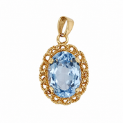 Ciondolo - 18 carati Oro giallo - 6ct. tw. Acquamarina - Made in Italy - HandMade