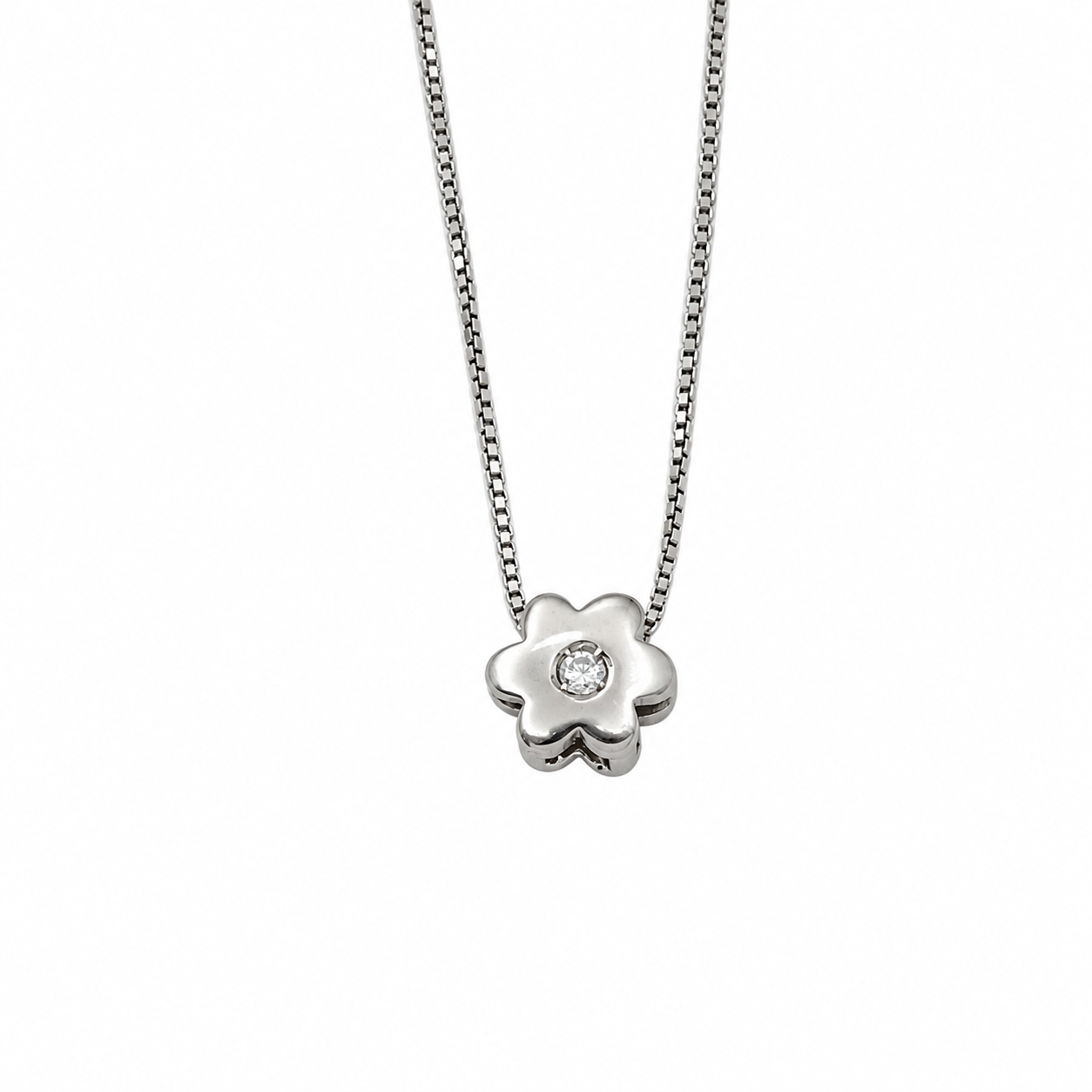 Collana con ciondolo - 18 carati Oro bianco - 0.02ct. tw. Diamante (Naturale) - Made in Italy - HandMade