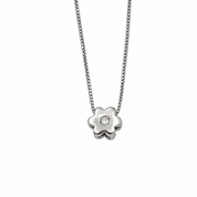 Collana con ciondolo - 18 carati Oro bianco - 0.02ct. tw. Diamante (Naturale) - Made in Italy - HandMade
