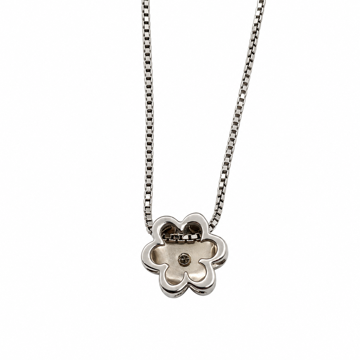 Collana con ciondolo - 18 carati Oro bianco - 0.02ct. tw. Diamante (Naturale) - Made in Italy - HandMade