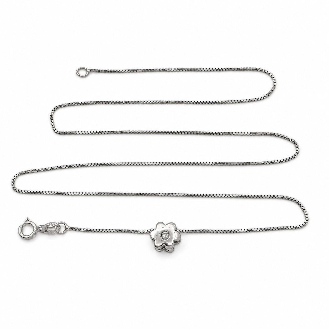 Collana con ciondolo - 18 carati Oro bianco - 0.02ct. tw. Diamante (Naturale) - Made in Italy - HandMade