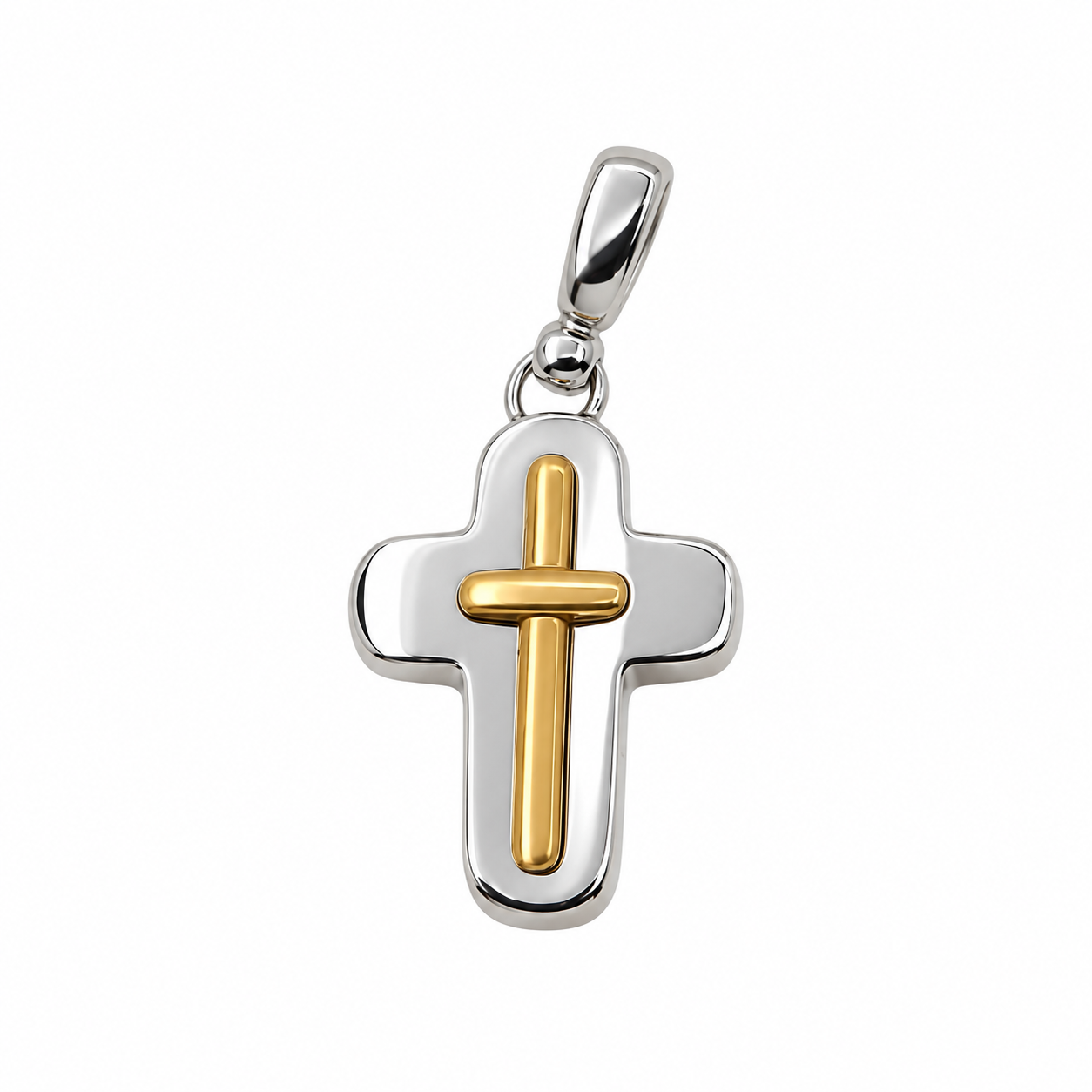 Ciondolo a croce - 18 carati Oro bianco, Oro giallo - Made in Italy - HandMade