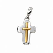 Ciondolo a croce - 18 carati Oro bianco, Oro giallo - Made in Italy - HandMade