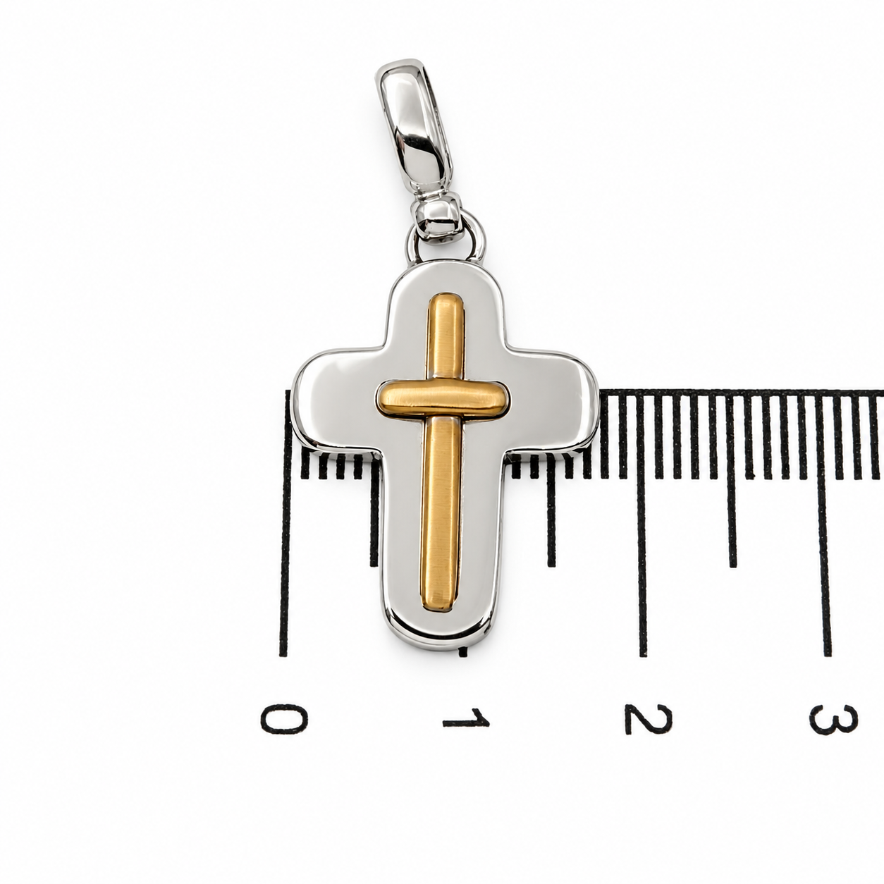 Ciondolo a croce - 18 carati Oro bianco, Oro giallo - Made in Italy - HandMade